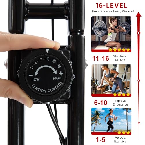 BARWING Stationary Exercise Bike for Home Workout, 5 IN 1 Foldable Indoor Cycling Bike for Seniors, 350LB Capacity, 16-Level Magnetic Resistance, Seat Backrest Adjustments