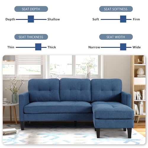 Grepatio Convertible Sectional Sofa Couch, L Shaped Couch with Reversible Chaise, 3-Seat Couch Sofa Sectional for Living Room and Small Space (Black)