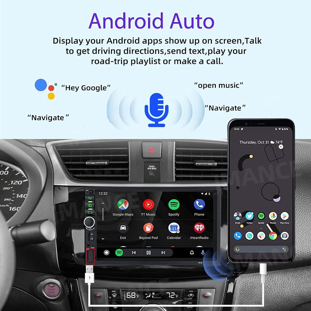 Binize Car Stereo Double Din Compatible with Carplay Android Auto 7 Inch Touch Screen Indash HD Car Radio MP5 Player with Bluetooth,Support FM,AM,Mirror/Backup Camera Input/AUX-in Port/USB Port