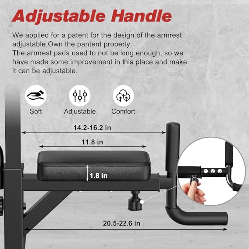 RELIFE REBUILD YOUR LIFE Power Tower Pull Up Bar Station Workout Dip Station for Home Gym Strength Training Fitness Equipment Newer Version,450LBS.