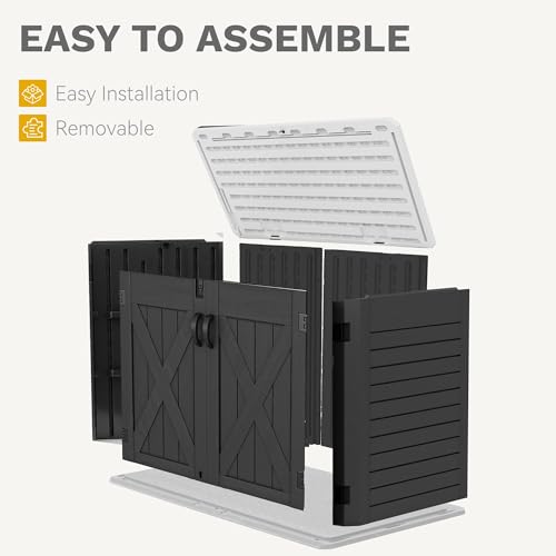 DWVO Outdoor Weather-Resistant Horizontal Storage Shed, 35 Cu Ft Capacity, Lockable and Waterproof, Suitable for Storing Garden Tools, Light Gray