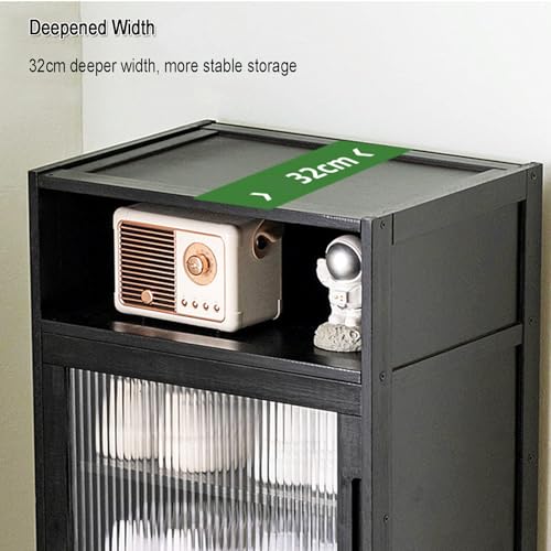 Shoe Storage Cabinet with Doors, Bamboo Narrow Slim Shoe Rack Cabinet Hidden Shoe Shelf Organizer for Closet Hallway Bedroom Entryway Living Room,B-43 * 32 * 97cm