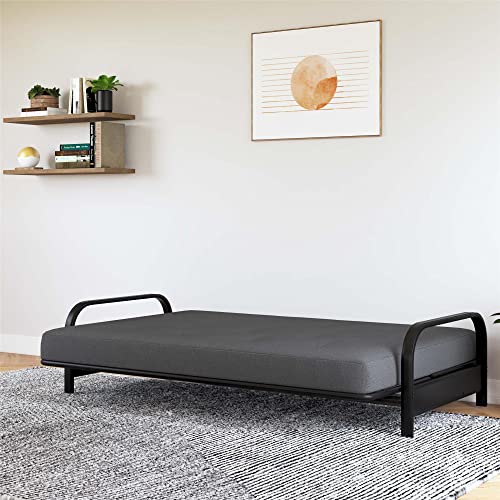 REALROOMS Cozey 6-Inch Bonnell Coil Futon Mattress, Microfiber, Full, Dark Gray
