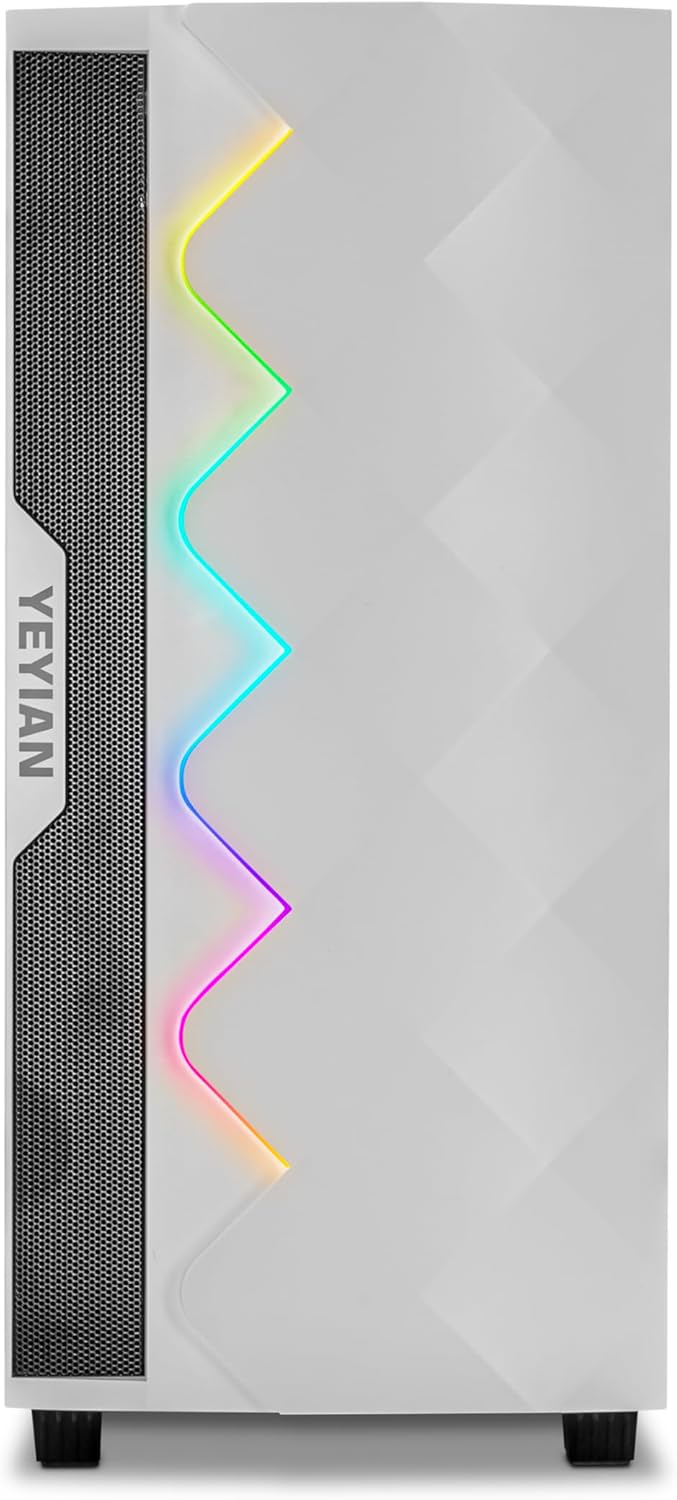 YEYIAN GeForce RTX 4060 Gaming PC, AMD Ryzen 5 7500F (> 5600X), 16GB DDR5 5600, 1TB NVMe SSD, WiFi & VR Ready, Win 11 Home Prebuilt PC for Gamer, 2 Years Warranty Tower Computer with Keyboard & Mouse