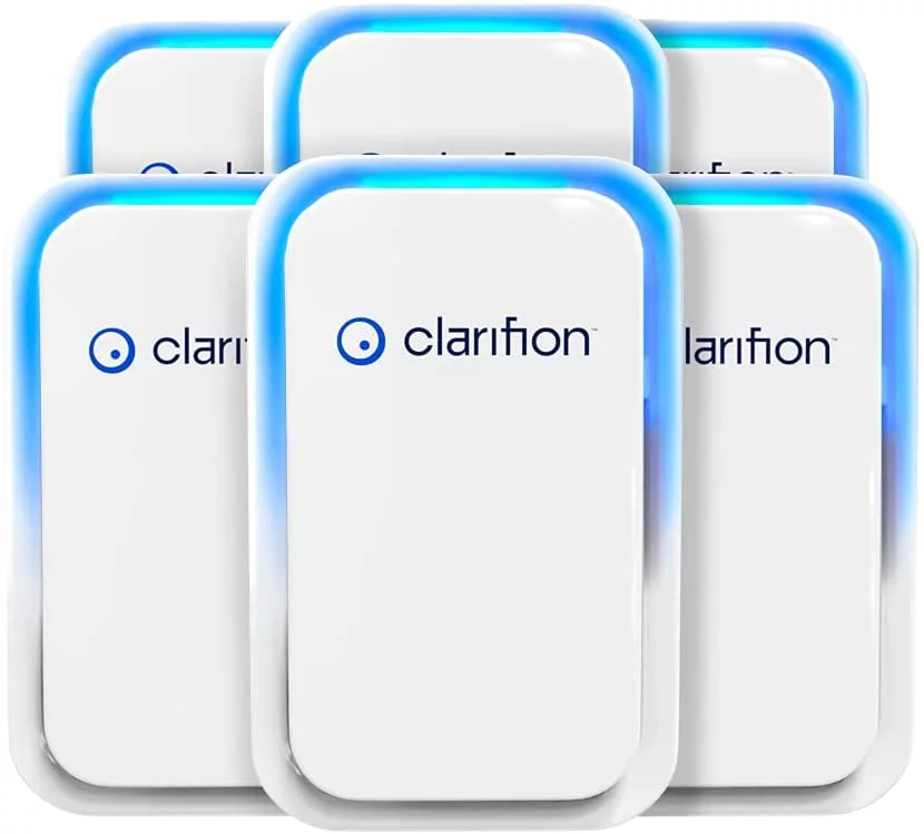 Clarifion - Negative Ion Generator with Highest Output (6 Units) Filterless Mobile Ionizer, Plug in, Eliminates: Smoke, Viruses, Allergens & More