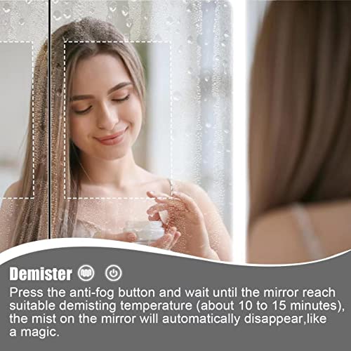 24 Inch X 28 Inch Illuminated Led Mirror Cabinet for Bathroom Stainless Steel Wall Mounted Medicine Cabinet with Double Touch Switches for Clor Change, Dimmer and Anti-Fog Function