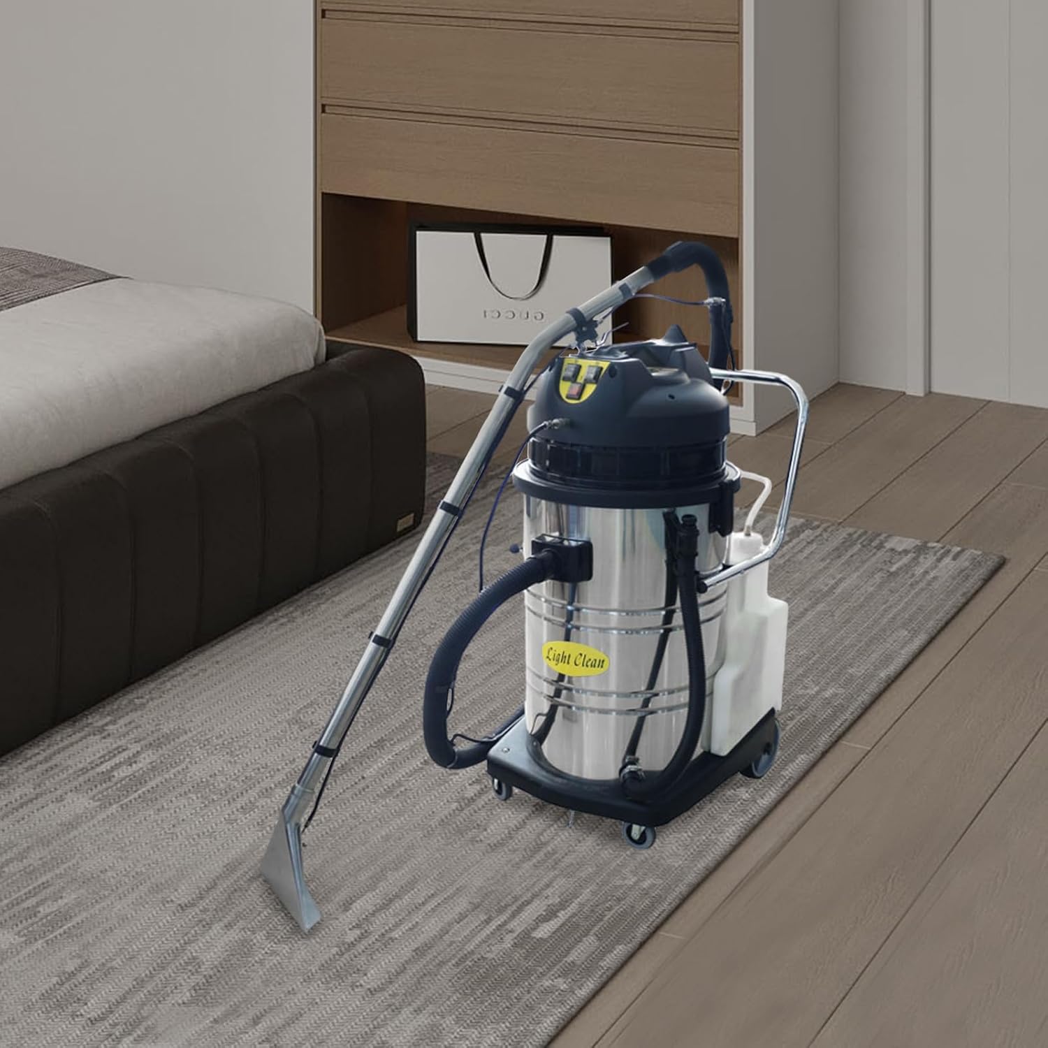 3 in 1 Commercial Carpet Extractor Cleaning Machine, Carpet Deep Cleaner 60L Cleaning Machine, 360° swiveling wheels, Use for Sofas Curtains Floor Home Hotel