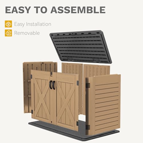 DWVO Outdoor Weather-Resistant Horizontal Storage Shed, 35 Cu Ft Capacity, Lockable and Waterproof, Suitable for Storing Garden Tools, Light Gray