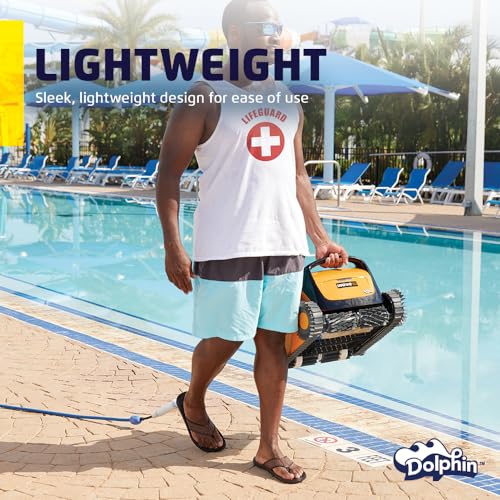 Dolphin W20 Automatic Robotic Pool Vacuum Cleaner Includes Remote Control and Caddy, Floor Cleaning Only, Ideal for Commercial Shallow Depth Pools up to 78 FT in Length
