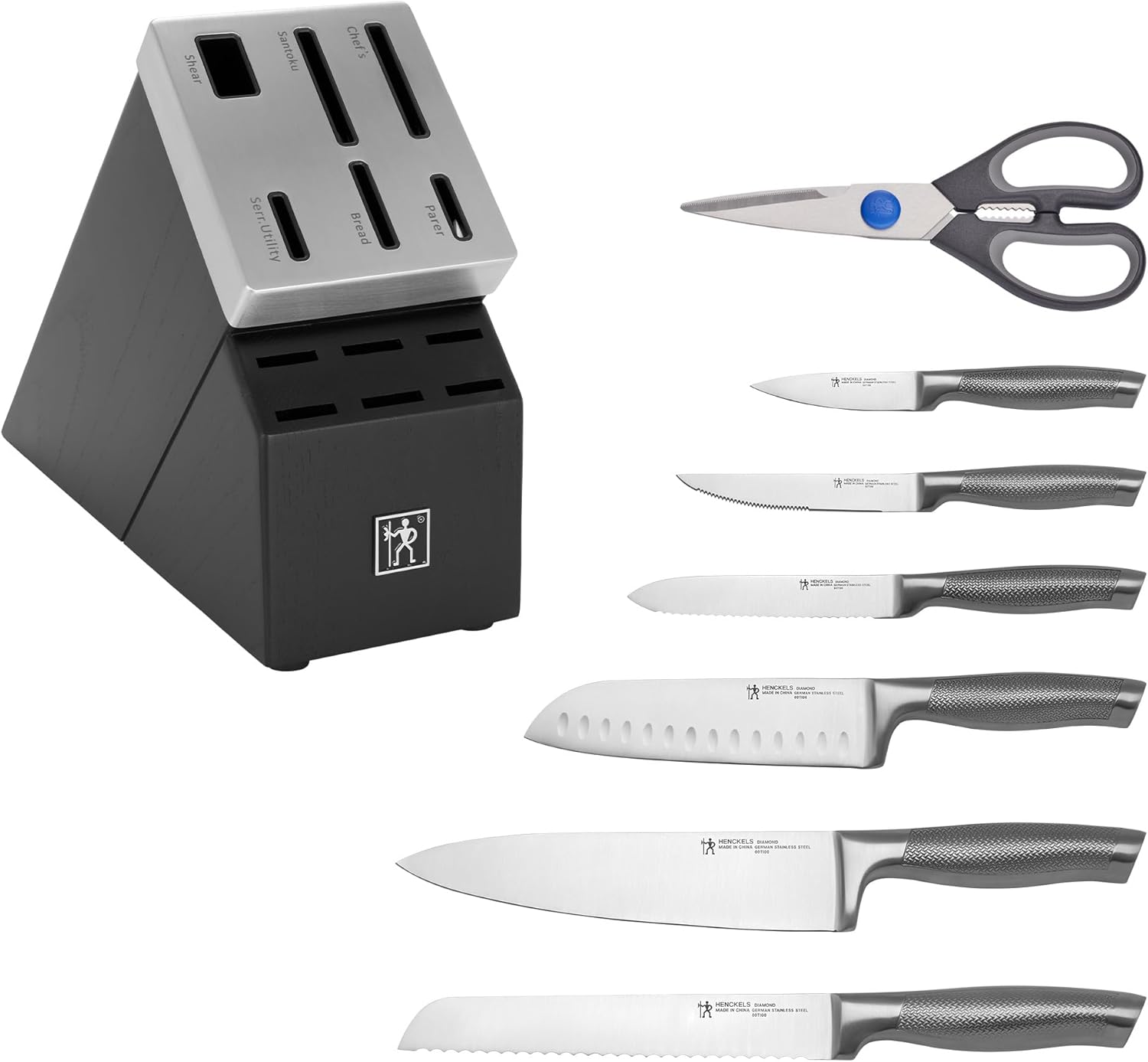 HENCKELS Diamond Knife Block Set, 13, Stainless Steel