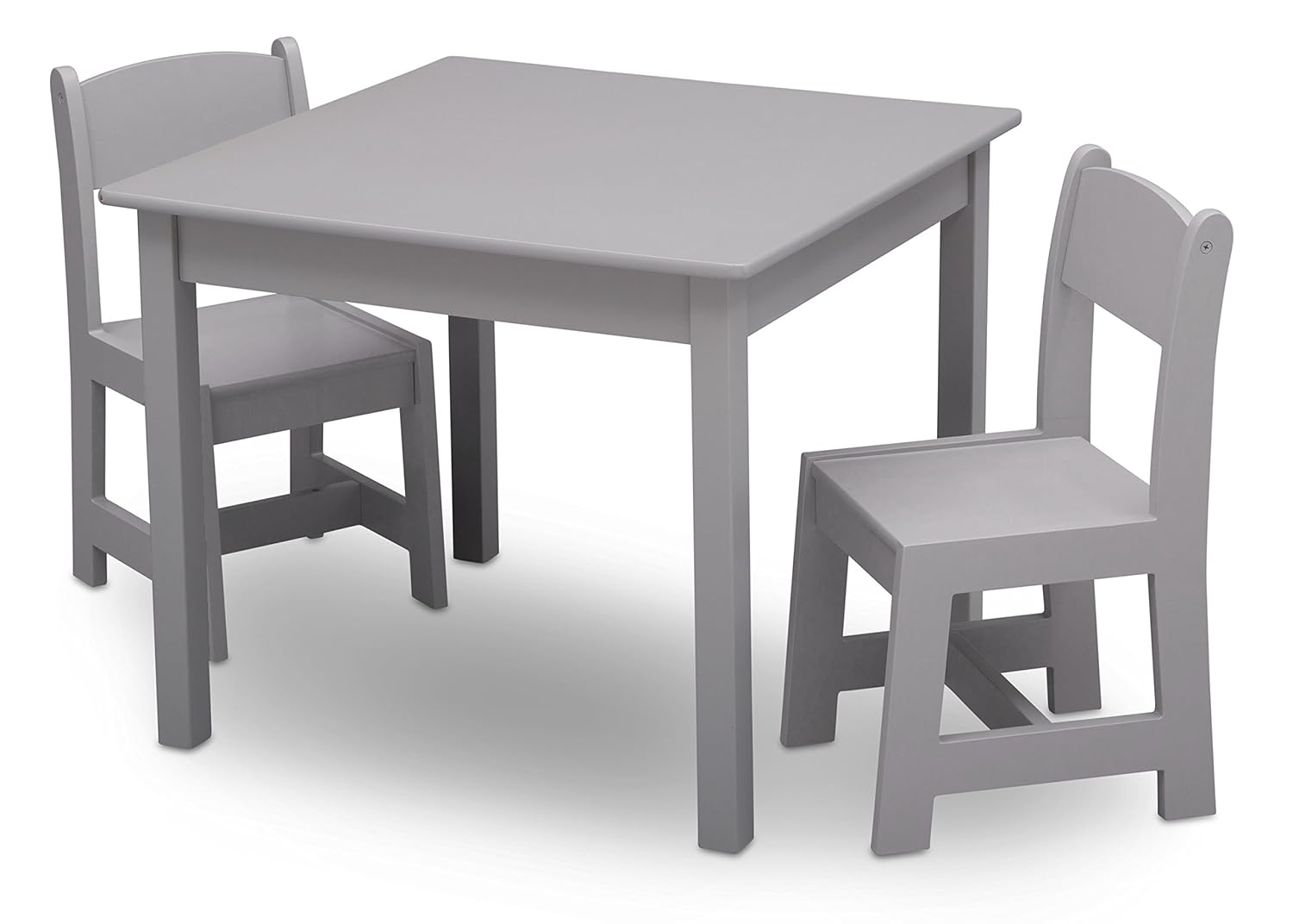 Delta Children Chelsea Kids Upholstered Chair with Cup Holder, Soft Grey & MySize Kids Wood Table and Chair Set (2 Chairs Included)