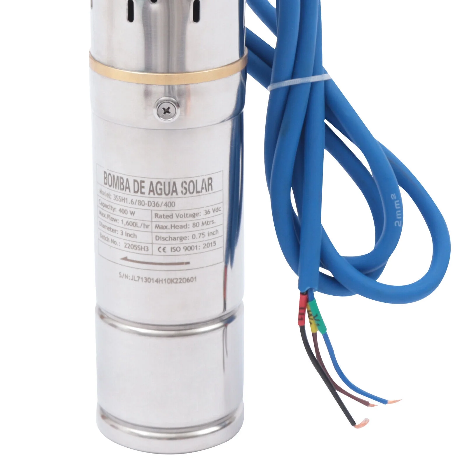 400W DC 36V Solar Water Pump 3" Submersible Deep Well Pump MPPT Controller 80m 3" DC Solar Water Pump 36V 400W Submersible Deep Well W/ Pump MPPT Controller DC36V 3" Solar Deep Water Well Pump