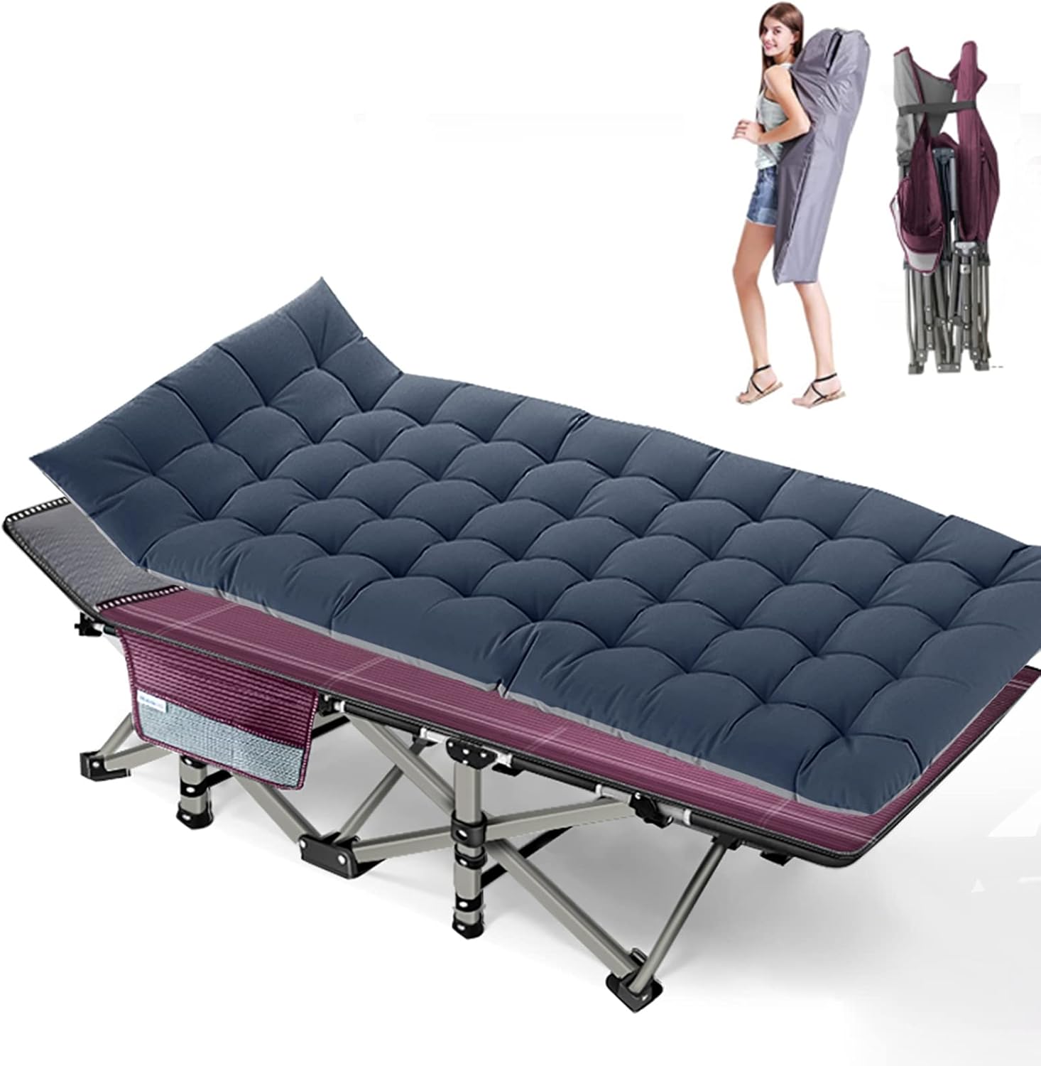 Folding Camping Cots for Adults Heavy Duty cot with Carry Bag, Portable Sleeping Bed for Camp Office Use Outdoor Cot Bed for Traveling