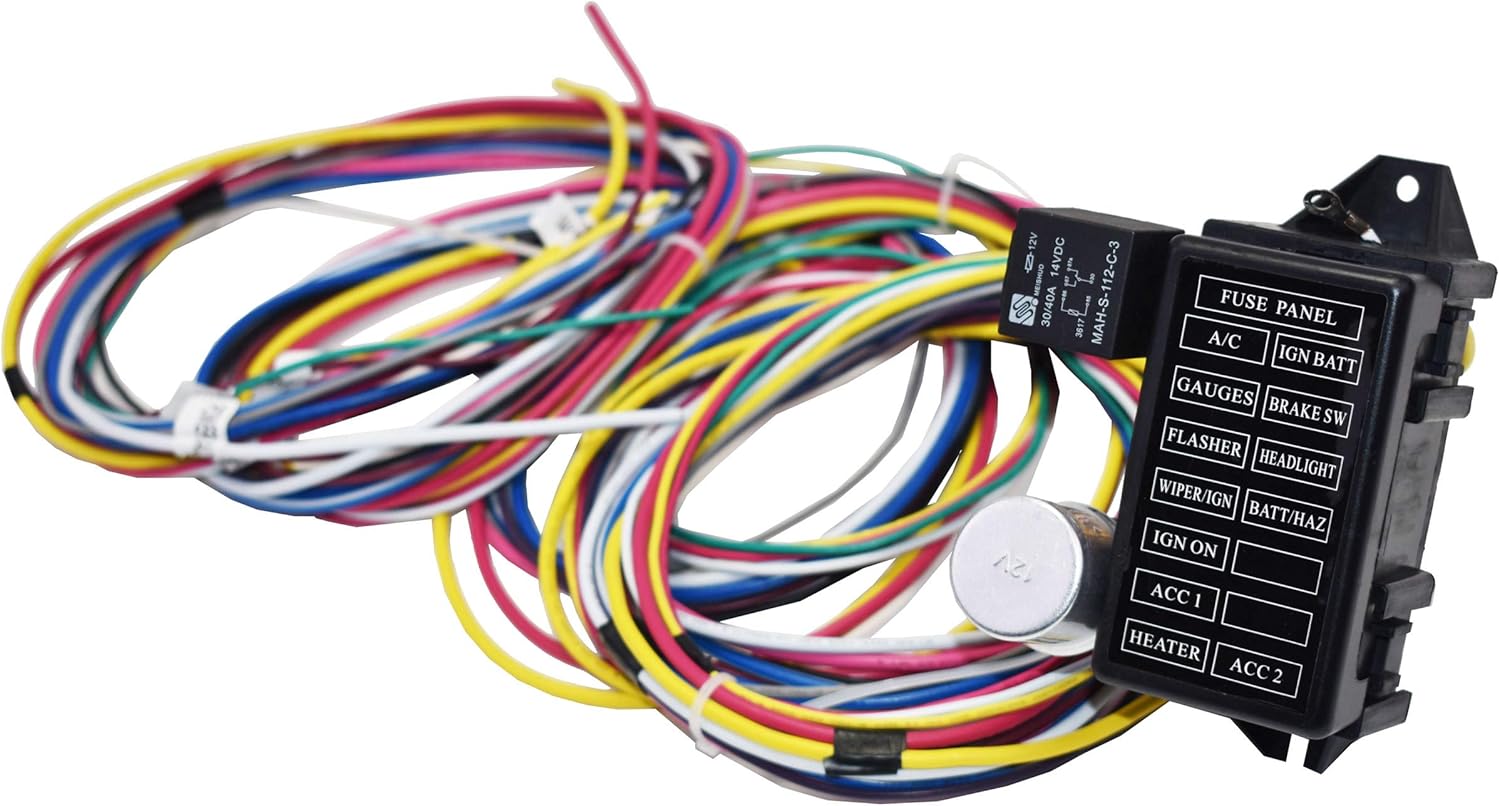 A-Team Performance - 12 Circuit Universal Wire Harness XL Wires - Compatible with Street Rods, Classic Cars, Hot Rods, Car or Truck Project Pack of 2