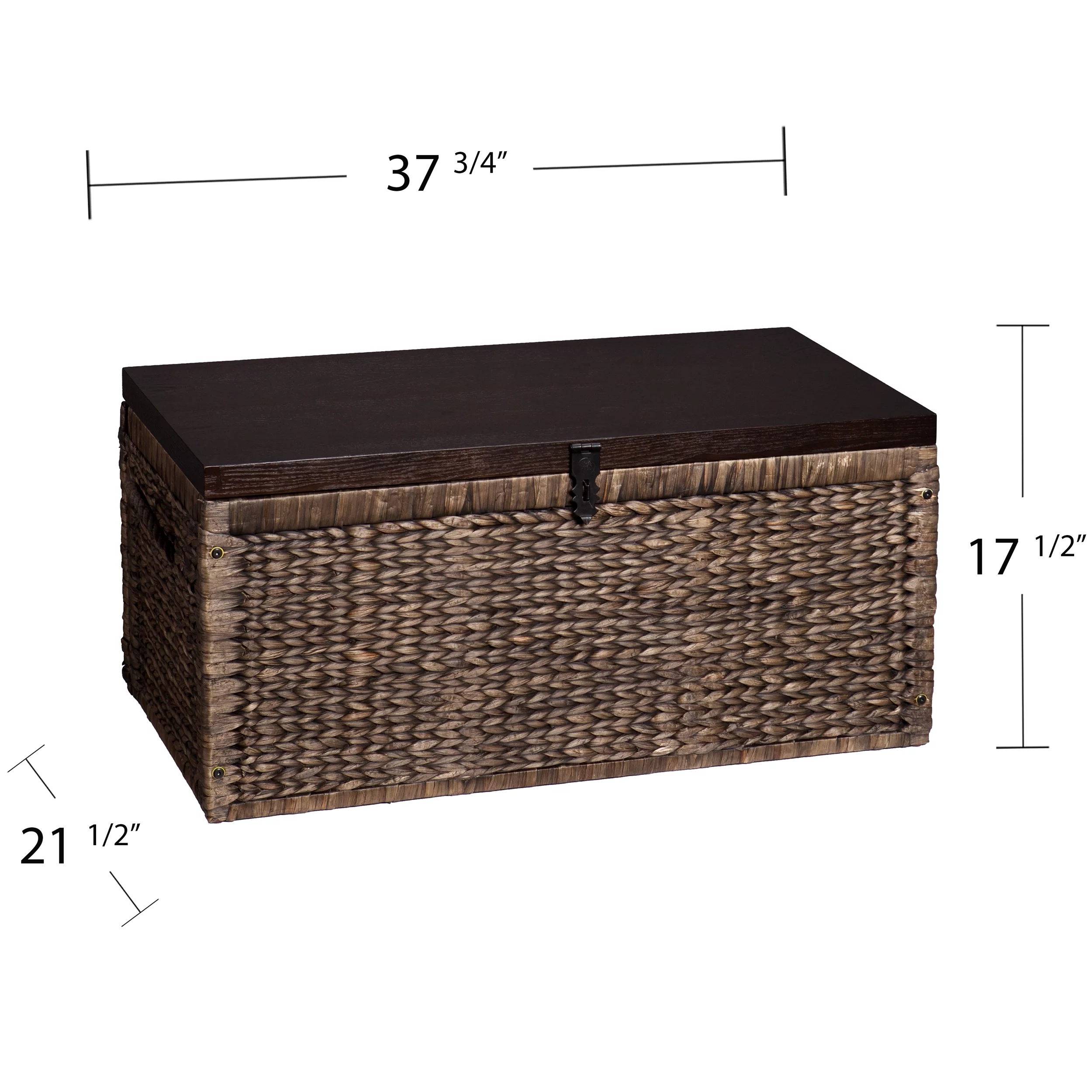 Samford Water Hyacinth Storage Trunk, Blackwashed with Espresso