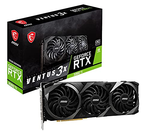 MSI Gaming GeForce RTX 3080 Ti Gaming X Trio 12G Computer Gaming Graphics Card 12GB GDRR6X 320-Bit HDMI/DP Nvlink Torx Fan 3 Ampere Architecture OC, NVIDIA GPU Video Cards for Gaming PC (Renewed)