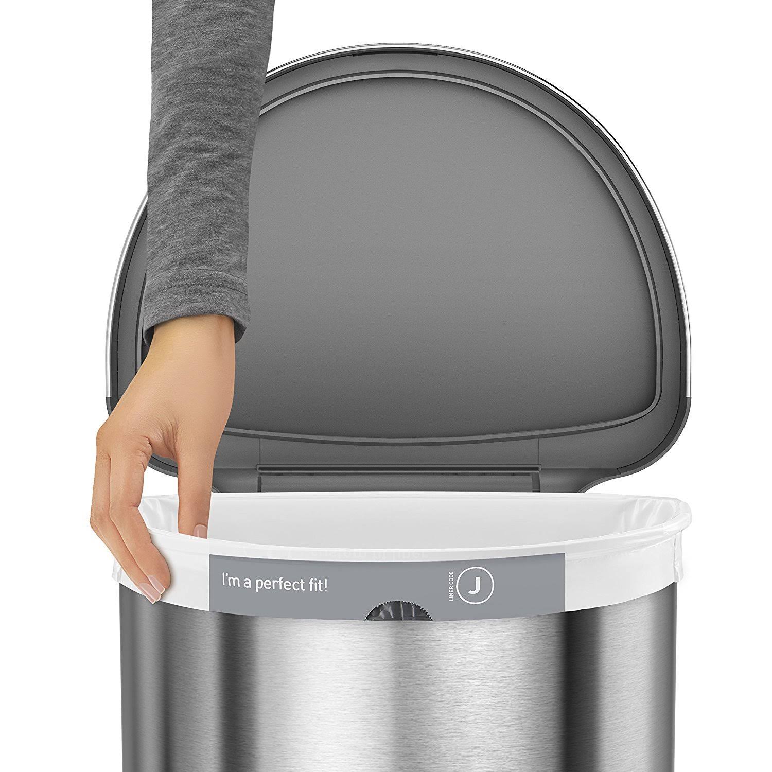 simplehuman 45 LITER Semi-Round Automatic Sensor Trash Can, Brushed Stainless Steel