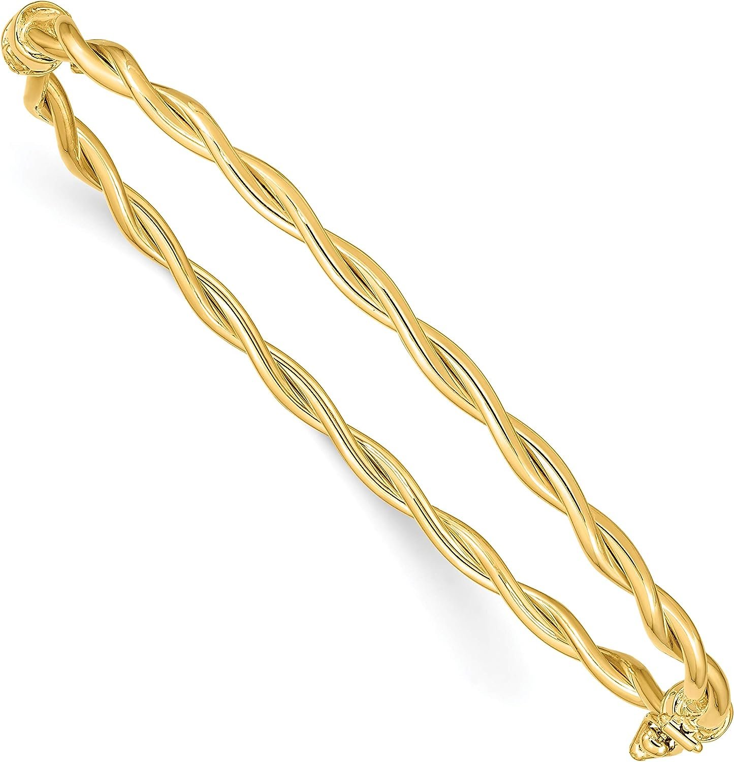 Avariah Diamonds 14K Yellow Gold Twisted Hinged Bangle - 7"- Made In Italy Bracelet