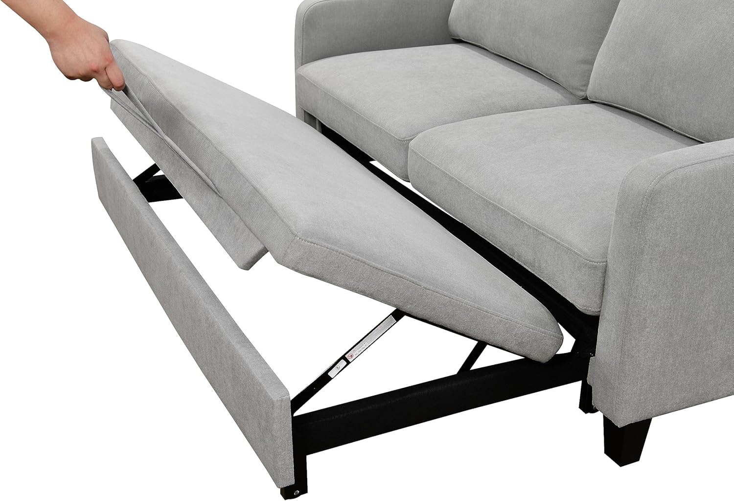 69" 3 in 1 Convertible Queen Sleeper Sofa Bed, Modern Fabric Loveseat Futon Sofa Couch w/Pullout Bed, Small Love Seat Lounge Sofa w/Reclining Backrest, Furniture for Living Room, Light Gray