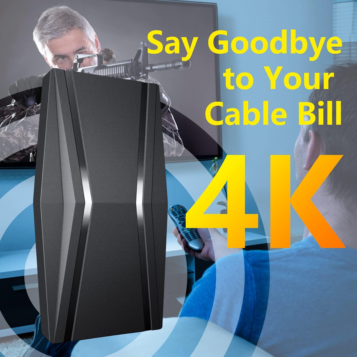 TV Antenna-Amplified HDTV Digital Outdoor/Indoor TV Antenna Long 460 Miles Range 360° Reception-Support 4K 1080P Fire tv Stick All TVs Smart Switch Amplifier Signal Booster-45ft Coax Cable