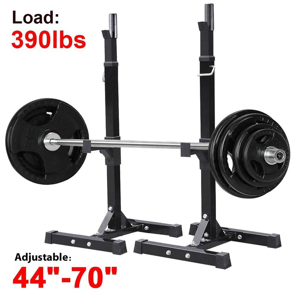 Yaheetech 2pcs Adjustable Rack Standard Solid Steel Squat Stands Barbell Free Press Bench CAMPN00048376