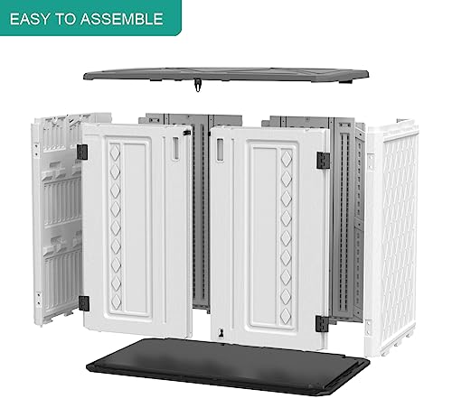 KINYING Horizontal Outdoor Storage Shed,47 Cu.ft Resin Outdoor Storage Cabinet Waterproof for Garden/Patio/Backyards