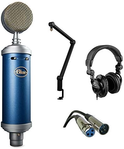 Blue Bluebird SL Large-Diaphragm Condenser Studio Microphone with Blue Compass Tube-Style Broadcast Boom Arm, HPC-A30 Studio Monitor Headphone and XLR-XLR Cable