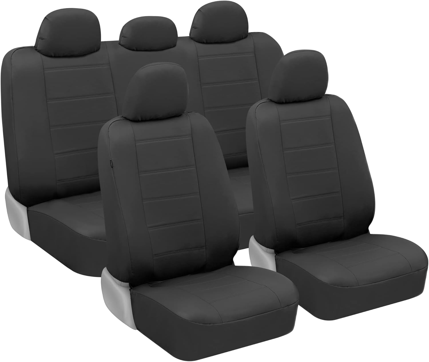 carXS UltraLuxe Beige Leather Seat Covers Full Set – Faux Leather Front Seat Covers and Back Seat Cover for Cars, Fits Most Auto Truck Van and SUV Pack of 2