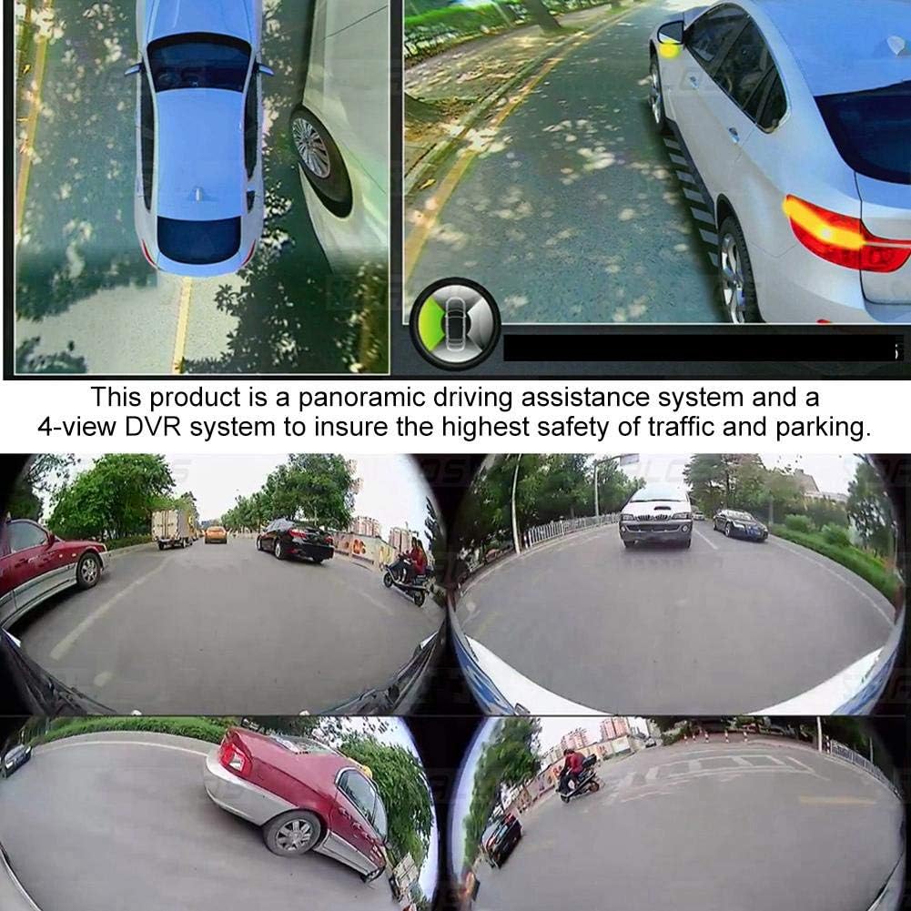 Car Monitoring Camera Night Viewing Panorama HD 360 Degrees Monitoring Device Driving Assistance System for Vehicles, School Bus, Ambulance, Touring Car