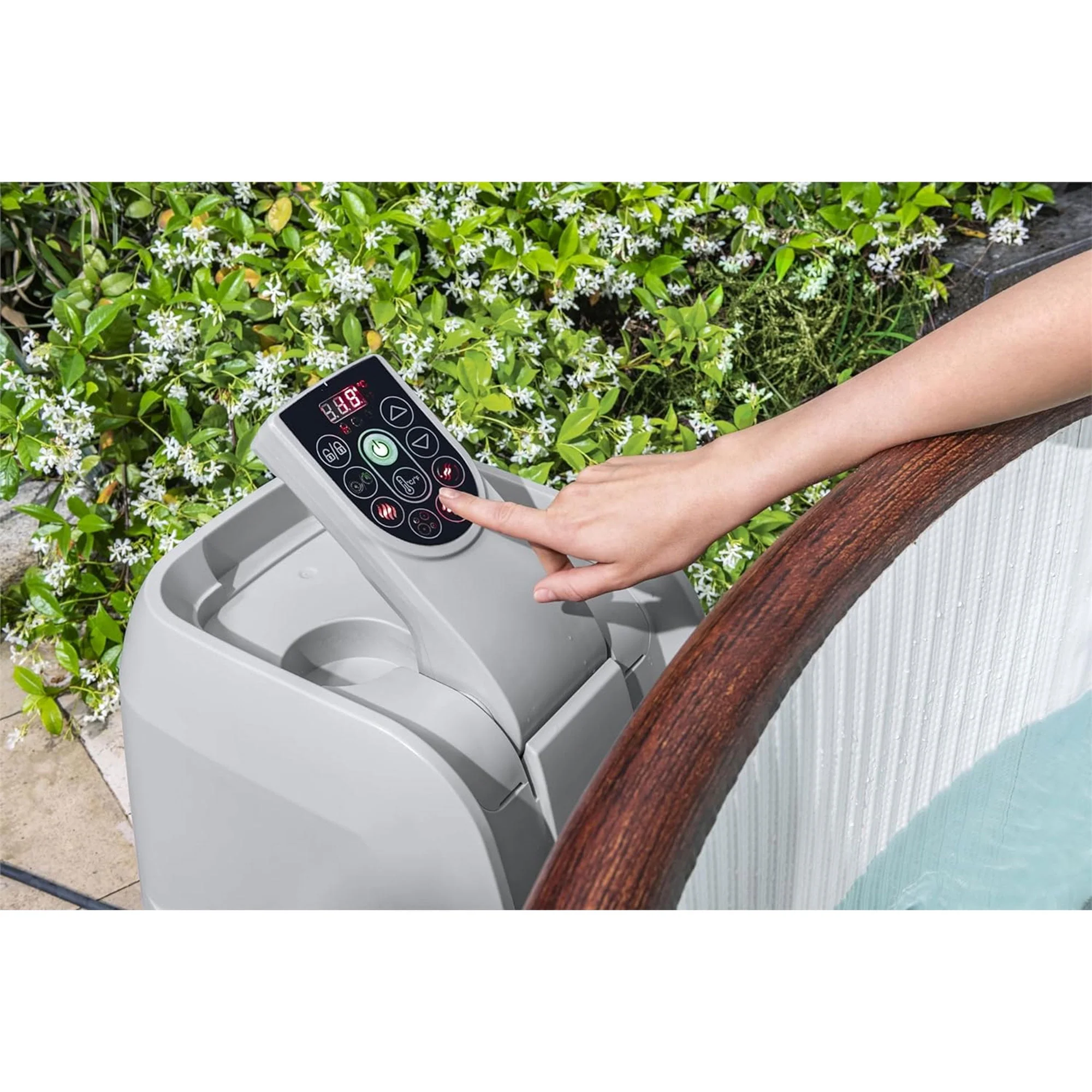 Bestway Helsinki SaluSpa 7 Person Inflatable Hot Tub w/ 180 AirJets, Brown