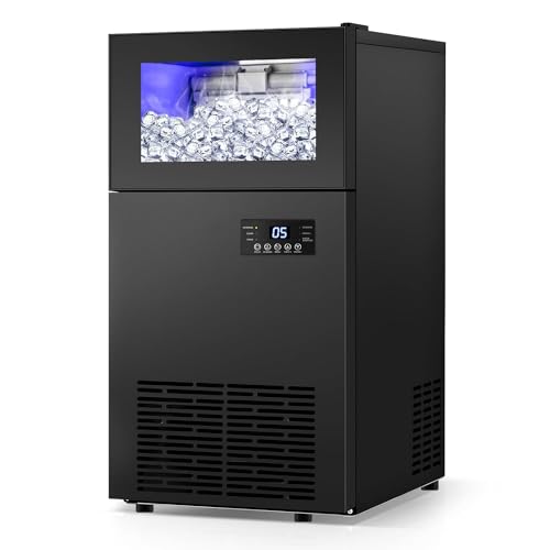 Commercail Ice Maker 160Lbs/24H with 35Lbs Ice Capacity,Upgraded 15" Wide Under Counter Ice Machine 63Pcs Ice Cubes,Commercial Ice Machine Self Clean Stainless Steel Built-in or Freestanding