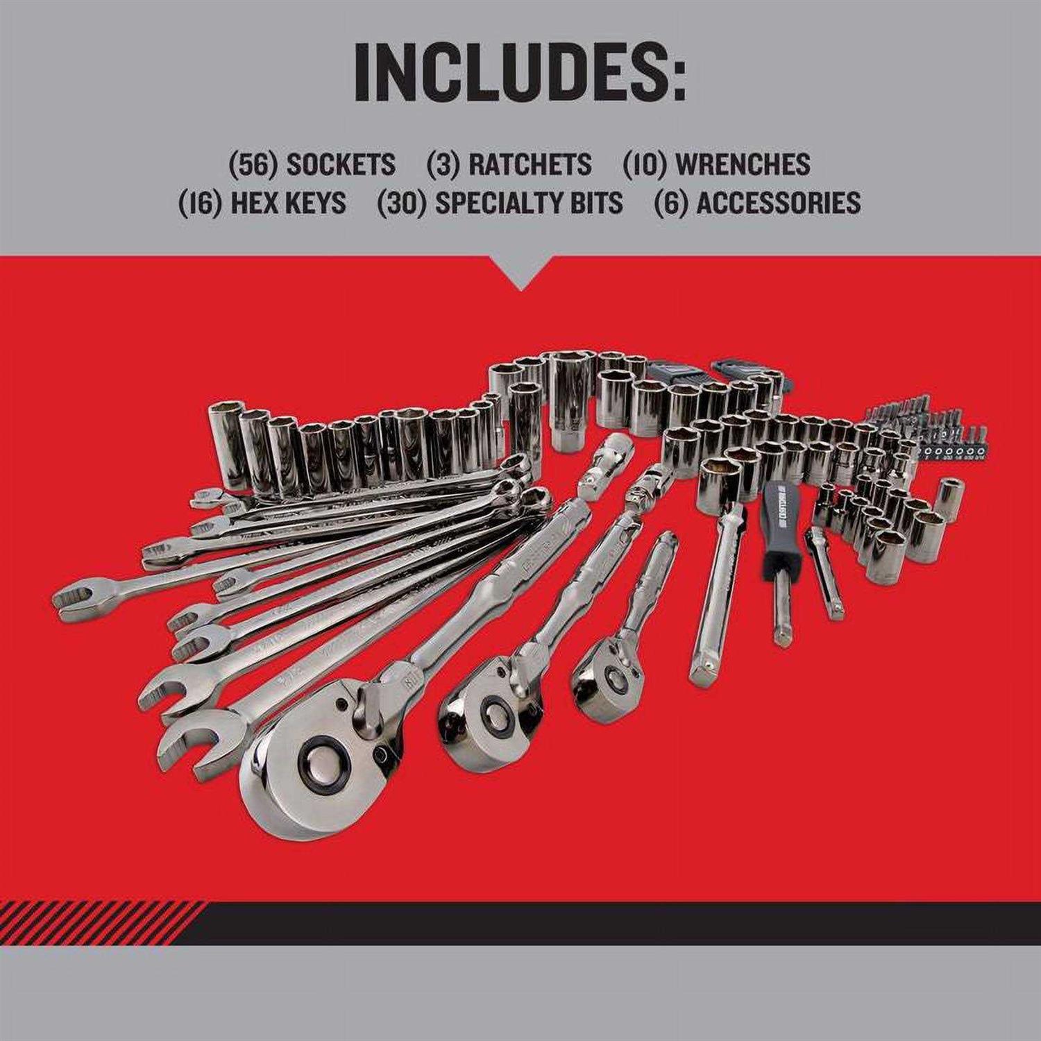 Craftsman OVERDRIVE 121-Piece Standard and Metric Gunmetal Chrome Mechanics Tool Set with Hard Case - Shop Hardware Tools Online Store