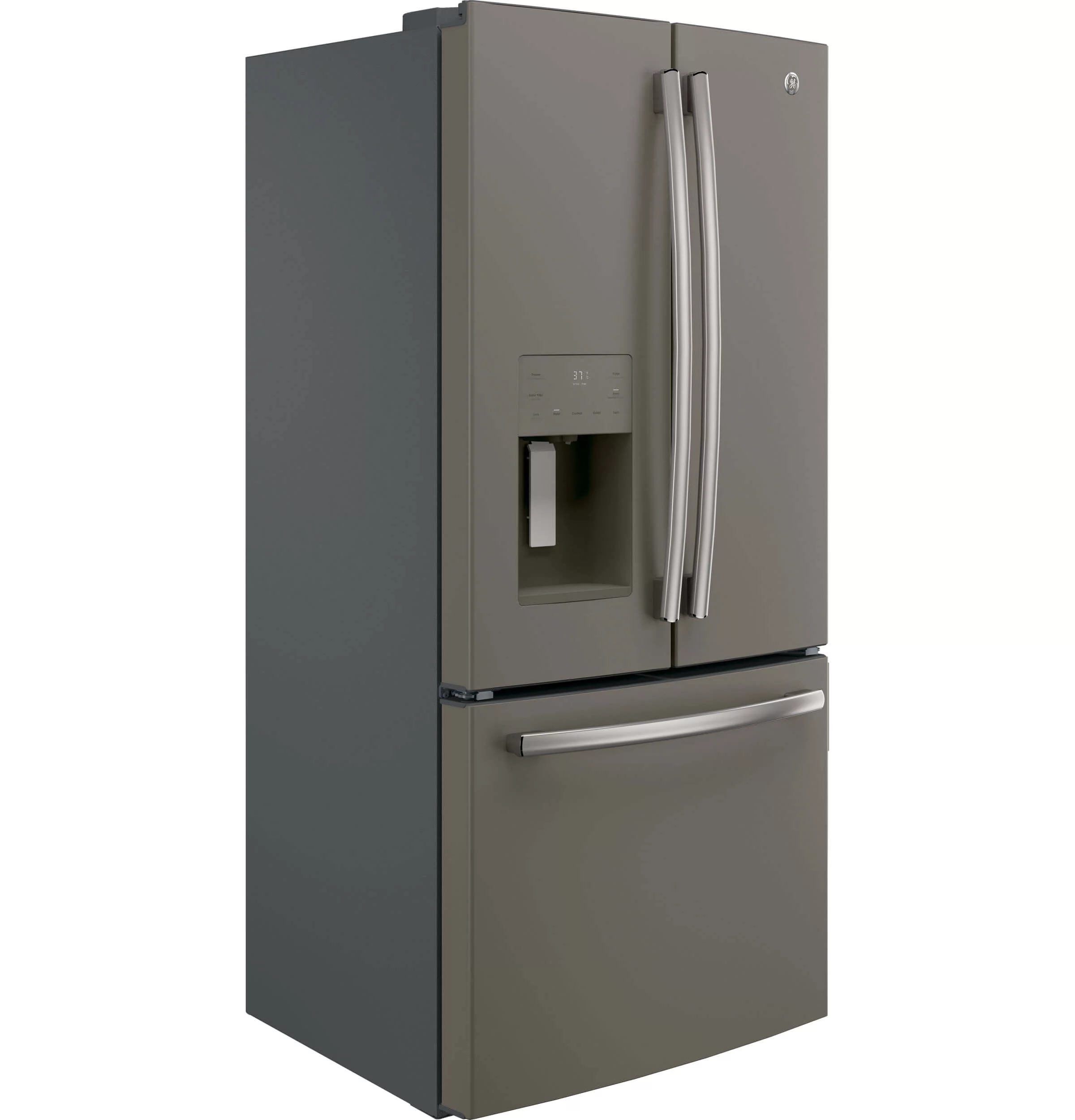 "GE Slate GYE18JMLES 33"""" Counter Depth French Door Refrigerator with 17.5 cu. ft. Capacity"