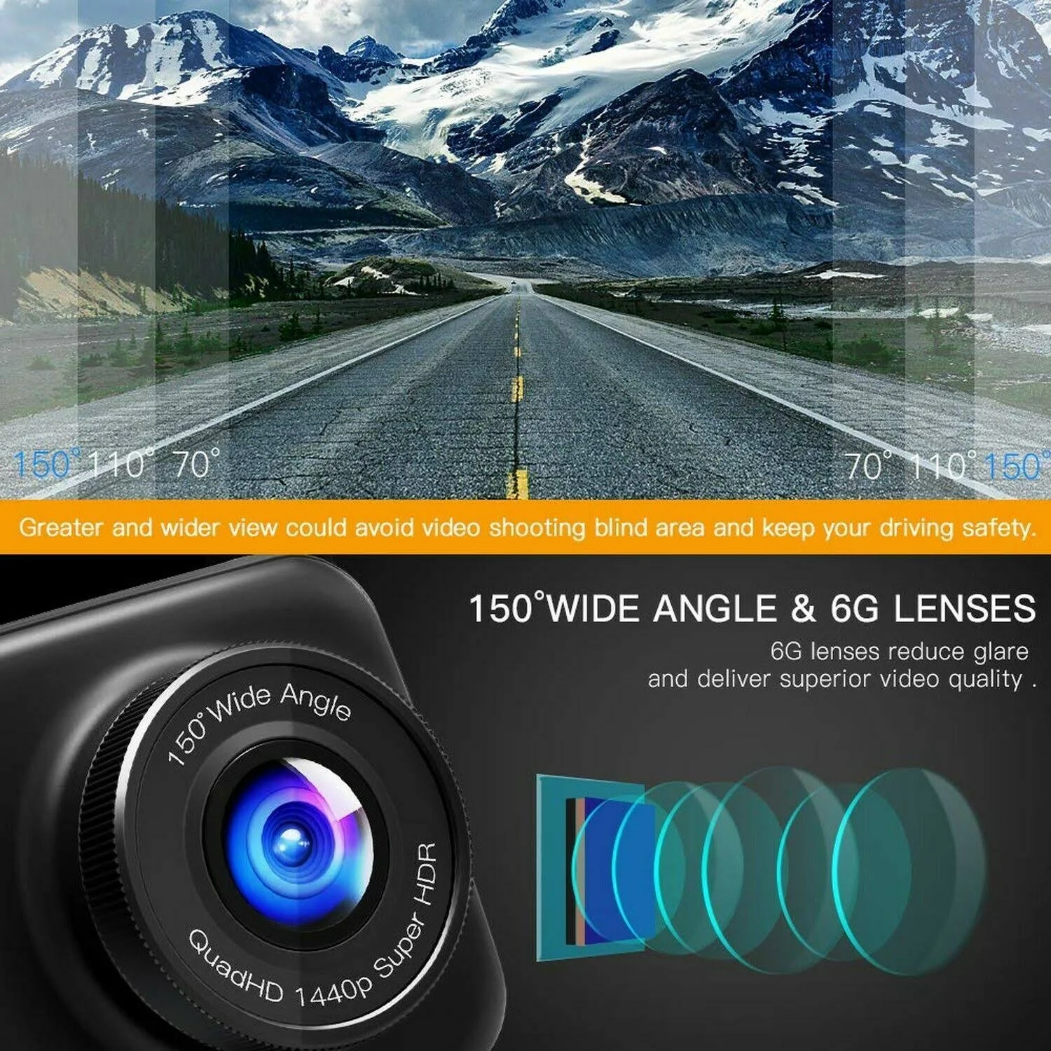 Apeman 1440pu00261080p Dual Dash Cam FHD Front and Rear Camera for Cars,