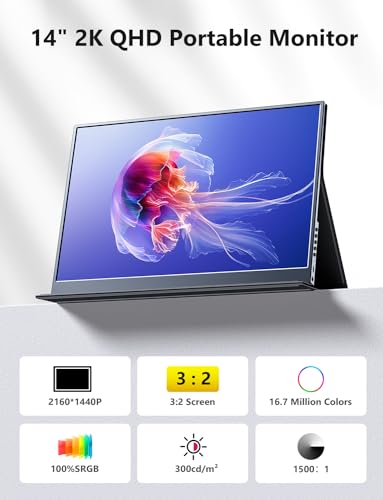MAGICRAVEN Portable Laptop Monitor, Portable Monitor for Macbook, Slim Lightweight Dual USB C HDMI Computer Monitor Gaming Display with Speakers, Travel Monitor for PC Phone PS5/4 Xbox Switch