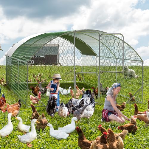 Large Metal Chicken Coop Run, Chicken Run for Yard with Cover, Large Chicken Run, Walk-in Poultry Cage,Chicken Coop for Chickens, 20 Hens, Ducks, Rabbits-9.8'W x 6.5'D x 6.5'H