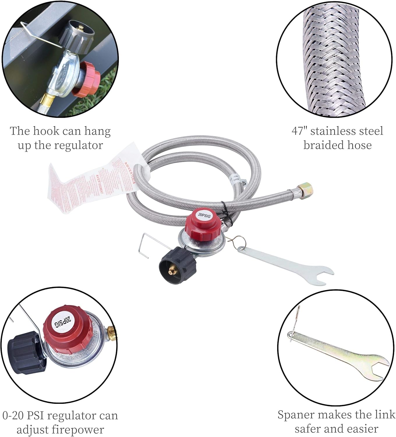 ARC Propane Burner, 4242S Propane Stoves for Cooking 200,000BTU, Cast Iron Portable Gas Burner with Adjustable 0-20 PSI Regulator & Steel Braided Hose, Single Burner Gas Cooker Turkey Fryer Burner
