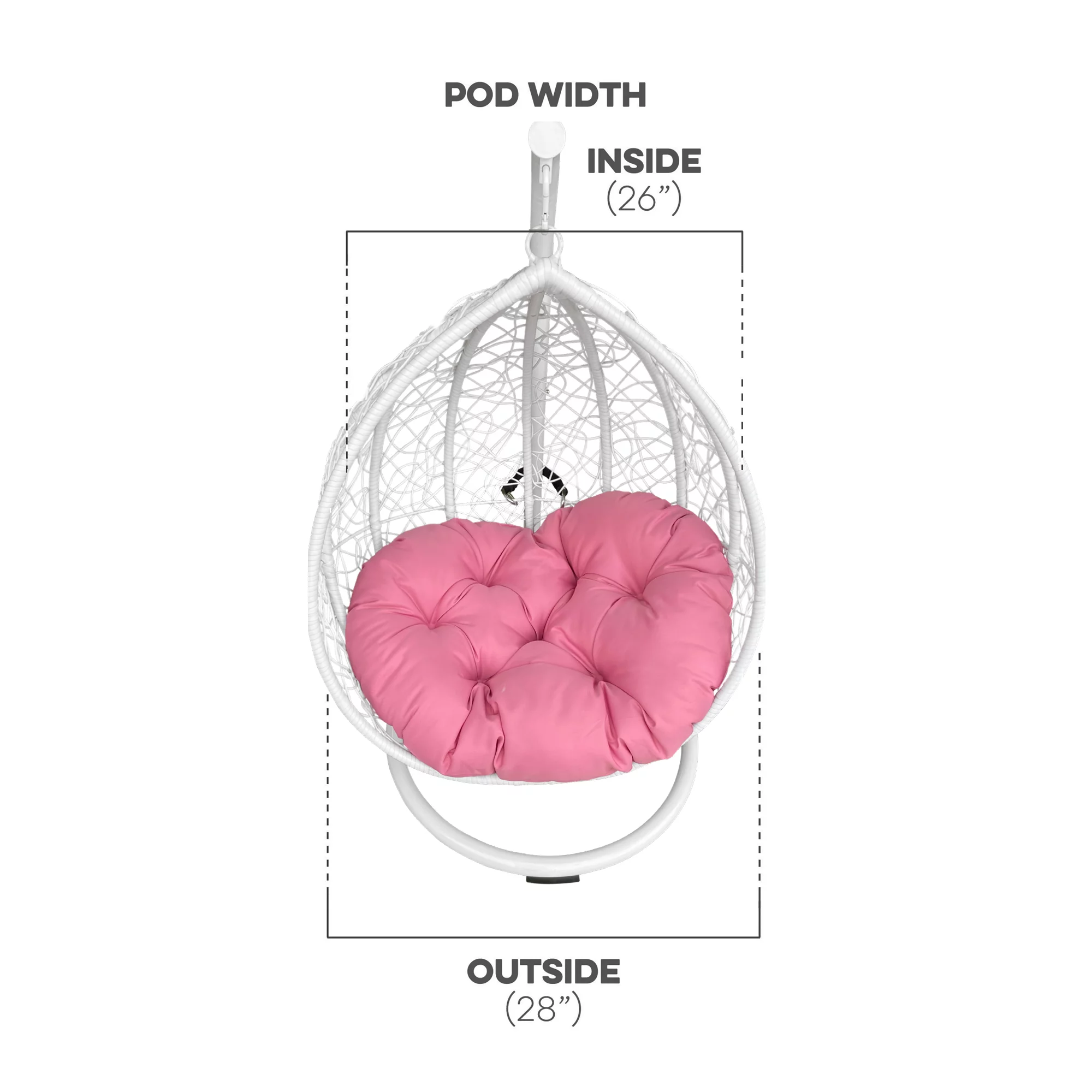M&M Sales Enterprises Polyester Hanging Egg Chair with Cushion and Stand - White