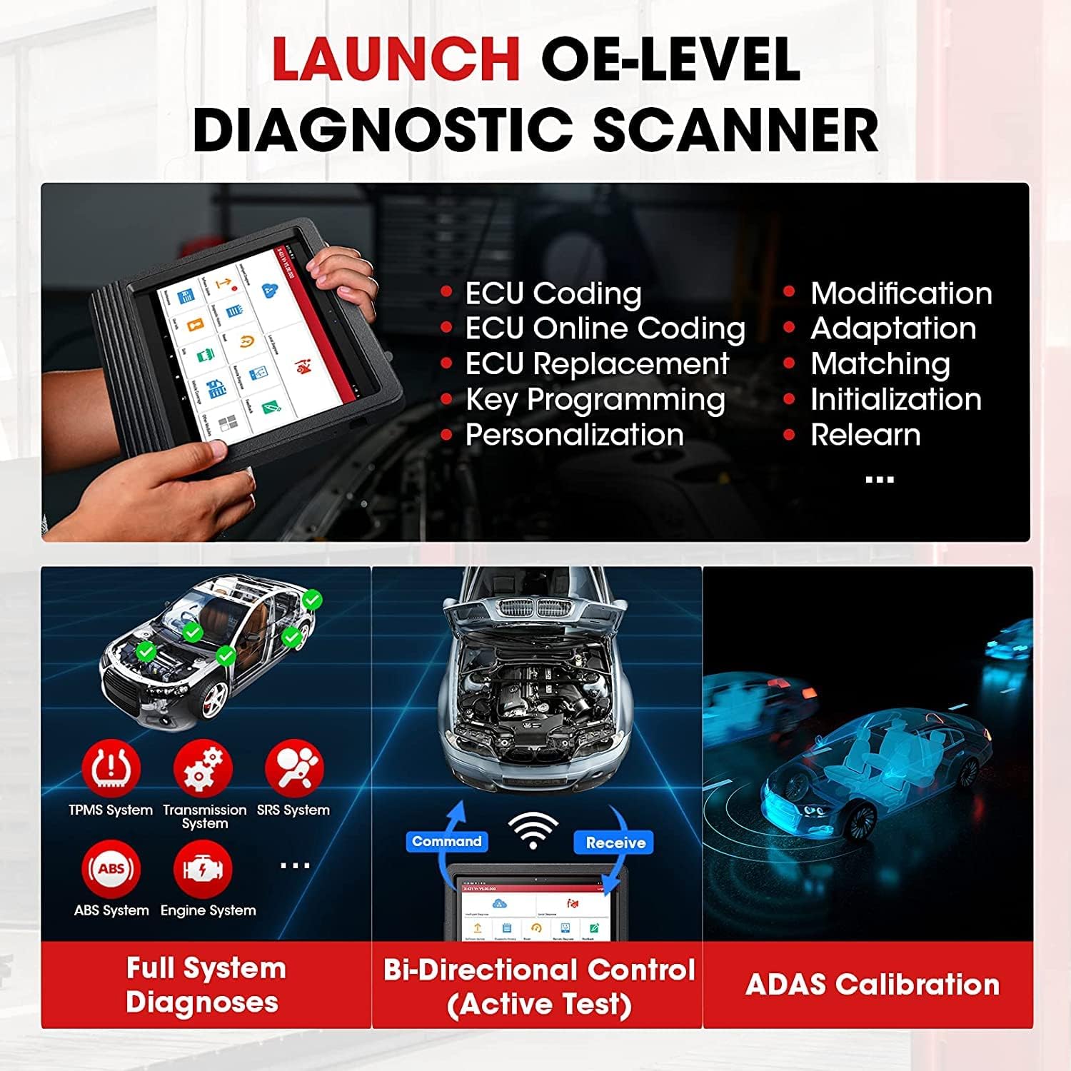 LAUNCH X431 V+ 4.0, 2022 New Full System Scan Tool (Upgrade of X431 PROS V), 31+ Service Functions Auto Diagnostic Scanner, ECU Coding, AutoAuth for FCA SGW, VAG Guided Functions, 2 Years Free Update