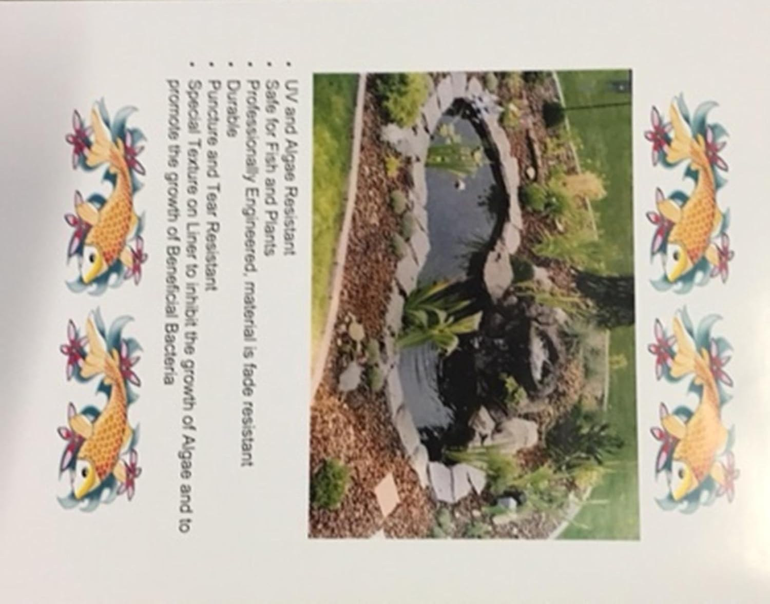 Smiley Scapes Water Garden FOUTAIN KOI Pond KIT Liner & Pump 9' X 6' Liner & 5 Water Lilies
