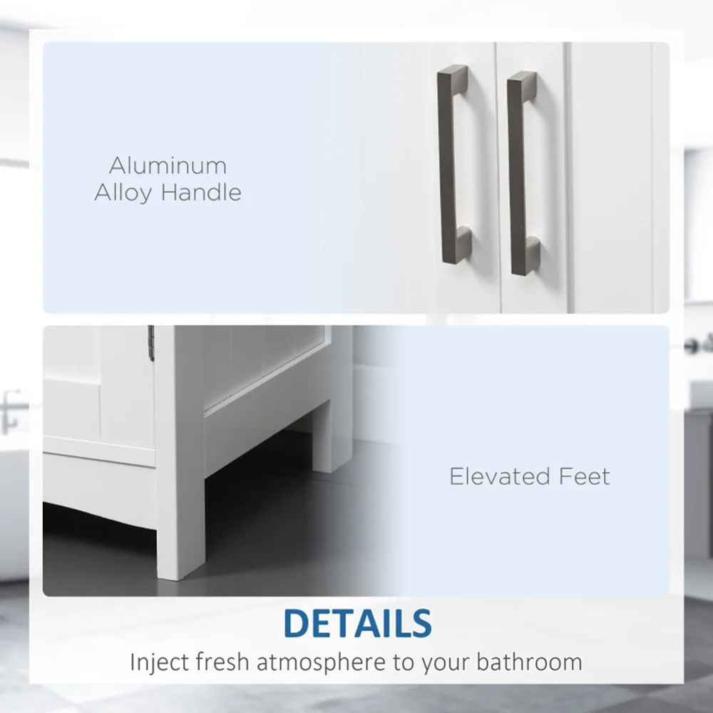 Pedestal Sink Storage Cabinet, Under Sink Cabinet with Double Doors, White-AS