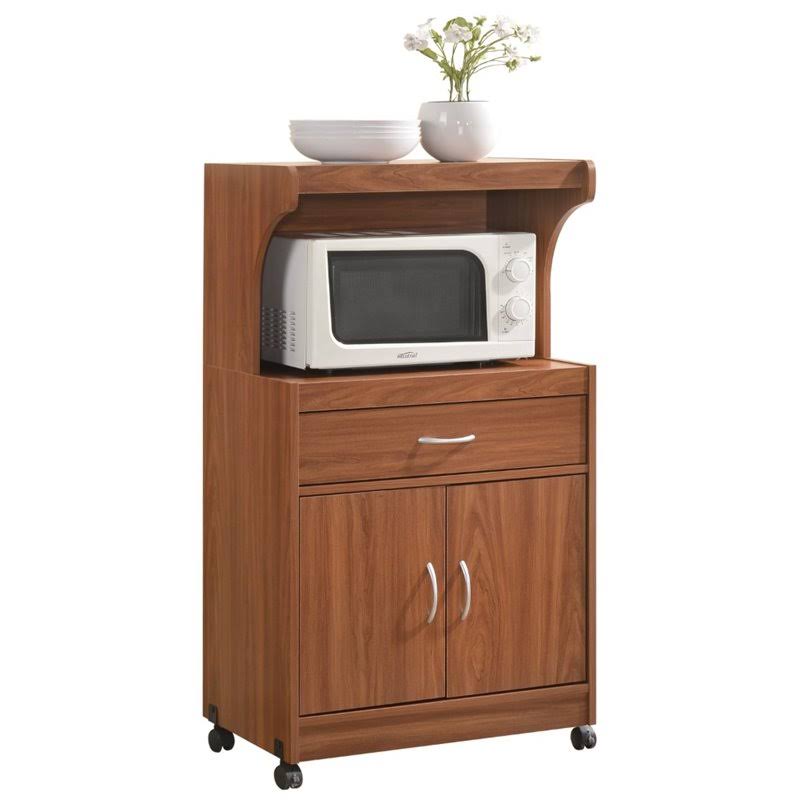 Hodedah Microwave Kitchen Cart, Cherry