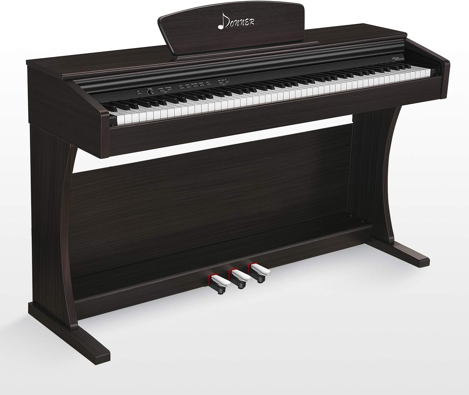 Donner DDP-300 Digital Piano 88 Key Weighted Keyboard Piano, GHS Keyboard, Professional Electric Piano with Triple Pedals, Double Tweeter & Subwoofer, USB MIDI Connecting, Rose Dark