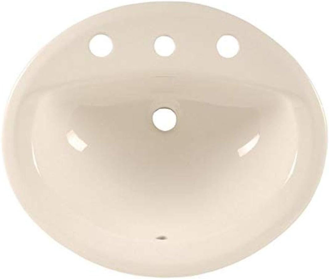 American Standard 0475020.020 Aqualyn Oval Drop-In Bathroom Sink with 3 Faucet Holes (8 Centers), White