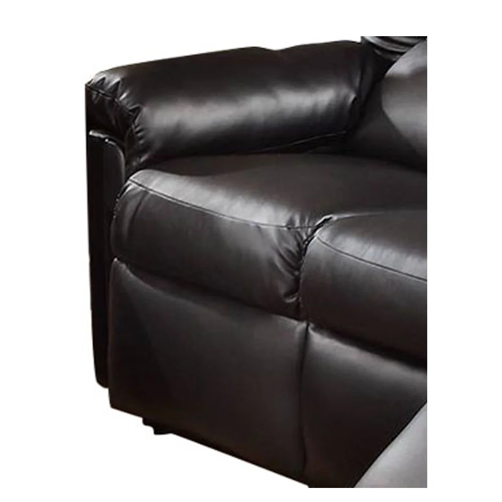 3 Seats Bonded Leather Manual Motion Reclining Sofa in Black