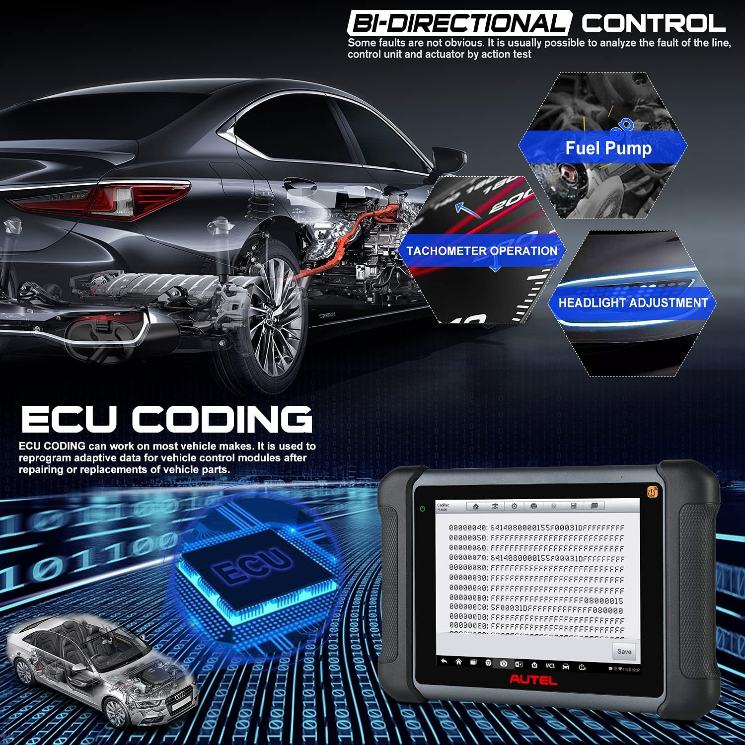 Autel Scanner MaxiSys MS906TS Diagnostic Scan Tool, 2022 Upgraded of MK906BT MS906BT MP808TS MS906 TS608 with Complete TPMS Functions, ECU Coding, Bi-Directional Control, All Systems & 31 Services