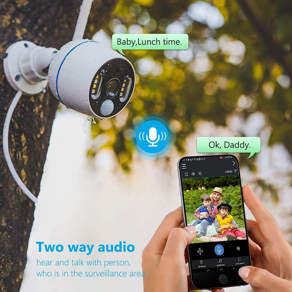 YESKAMO Add on Wireless Security Camera Outdoor with Floodlight 3MP Home Security Camera with Two Way Audio, Siren Alarm, Color Night Vision, PIR Motion,No SD Card