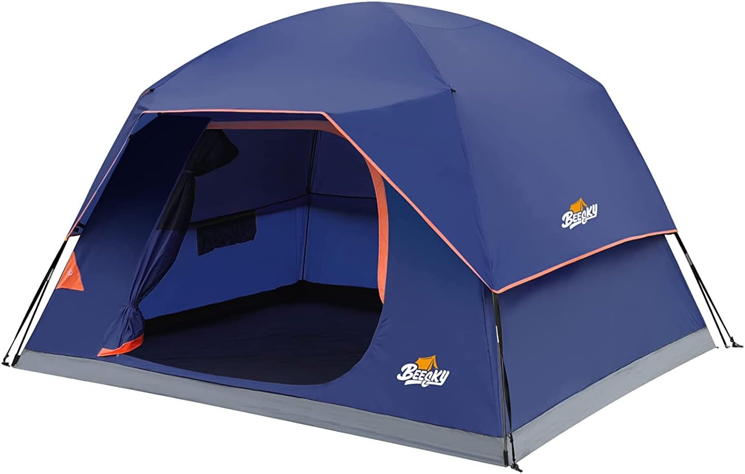 Beesky Waterproof Camping Tents 4 Person Windproof Family Tent with Removable Top Rain-Fly, Large Mesh Windows, Easy Set Up, Portable Carry Bag