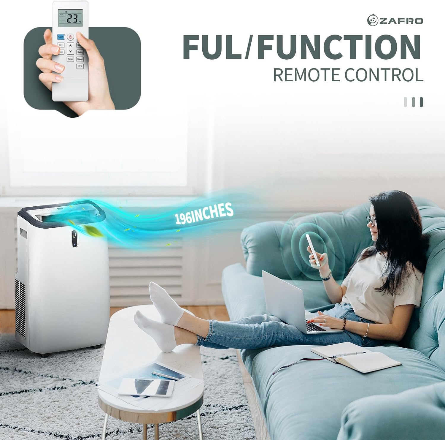ZAFRO Portable Air Conditioners 12000 BTU Air Conditioner for Room Up to 550 Sq. Ft