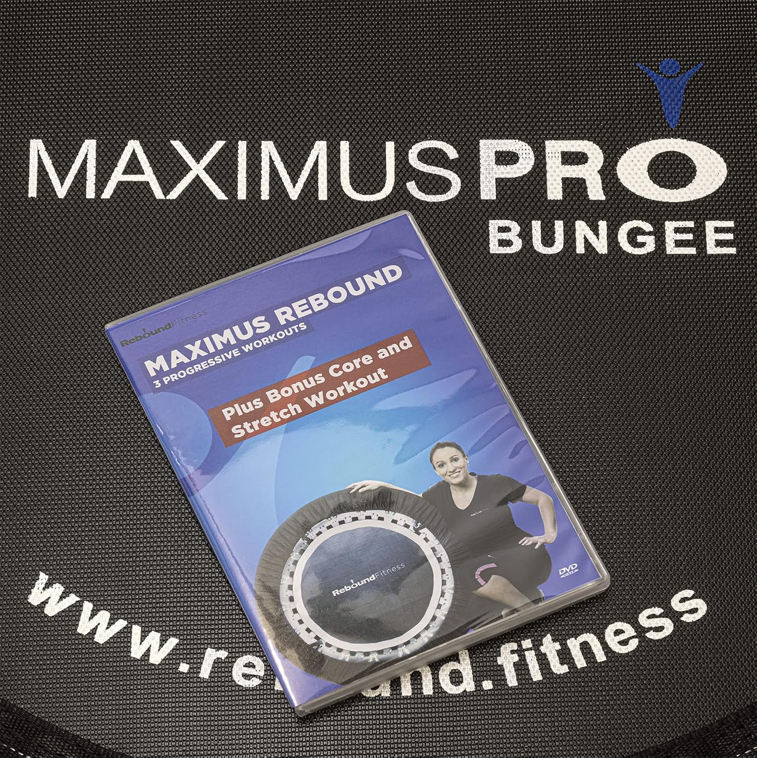 Maximus Pro Bungee Rebounder | Stronger Quieter & Softer Bounce | 40'' Mini Trampoline Ready Assembled for Adults & Children | Max 400lb | DVD+ Videos